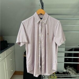 Ralph Lauren Men’s Short-Sleeve Button-Down Gingham Shirt - Pink & White